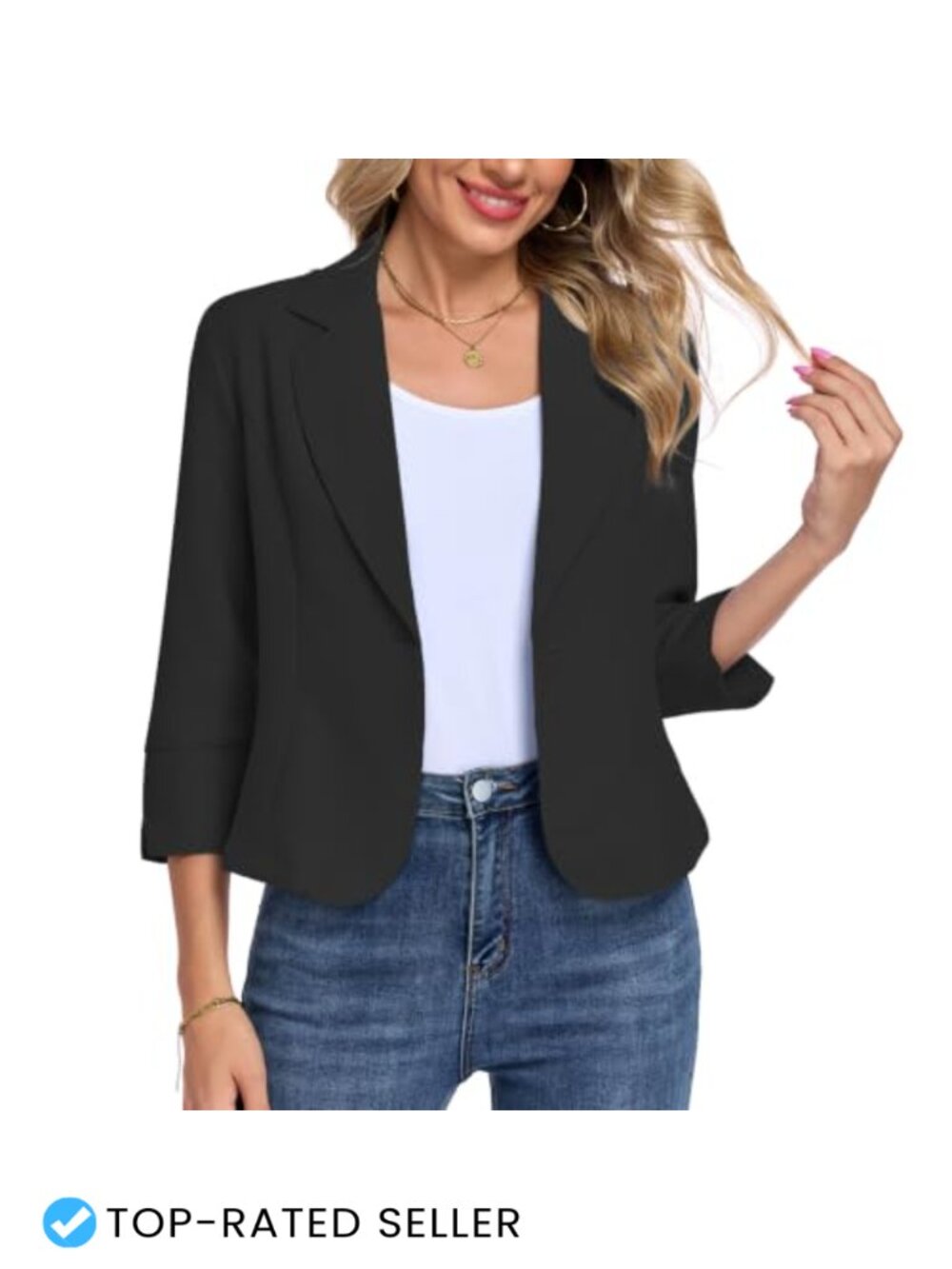Women's Cropped Blazer Business Casual Button Jacket